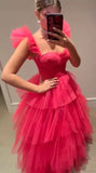 LTP1233,Sweet Hot Pink Tulle Prom Dresses,A-Line Evening Formal HZ0307