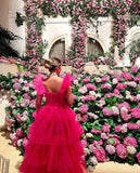 LTP1233,Sweet Hot Pink Tulle Prom Dresses,A-Line Evening Formal HZ0307