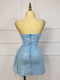 Glitter Strapless Bodycon Homecoming Dresses Pleated Cocktail Dress, HZ0307
