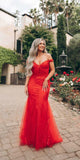 Off The Shoulder Mermaid Appliques Long Evening Prom HZ0307
