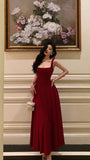 Red Chiffon A-line Prom Dresses Ankle Length Evening Formal Dress Birthday Party HZ0307