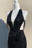 Red Halter Sequin Long Evening Prom HZ0307