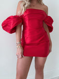 Red Homecoming Dresses, Off The Shoulder Graduation Dresses, HZ0307