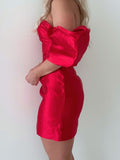 Red Homecoming Dresses, Off The Shoulder Graduation Dresses, HZ0307