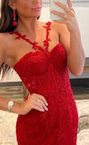 Red Prom Dresses, Mermaid Prom Dress, Lace Evening Party HZ0307
