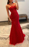 Red Prom Dresses, Mermaid Prom Dress, Lace Evening Party HZ0307