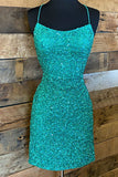 Red Sequin Tight Homecoming Dress Lace Up Back Short Party Dress, HZ0307