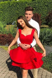 Red Off The Shoulder A-Line Homecoming Dresses, HZ0307