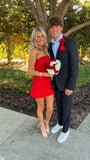 Red Strapless Homecoming Dresses Sleeveless Mini Party Gown, HZ0307