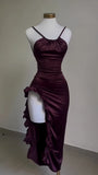 Retro Backless Dance Dresses Ruffle Asymmetrical Midi Length Party HZ0307
