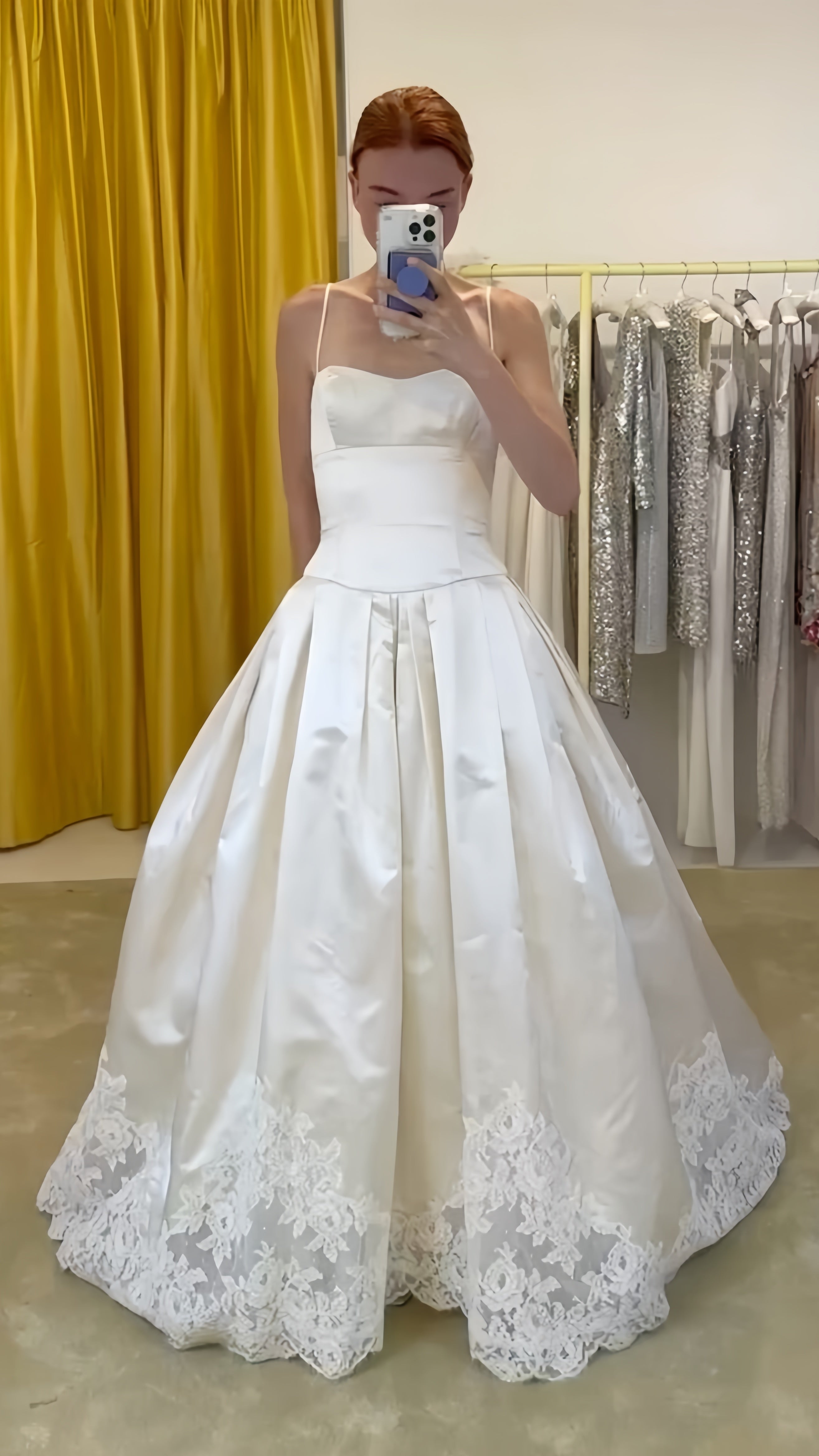 Retro Off White Bridal Gown Spaghetti Straps Lace Wedding Dresses, Prom Ball HZ0307