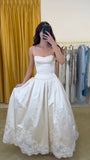 Retro Off White Bridal Gown Spaghetti Straps Lace Wedding Dresses, Prom Ball HZ0307