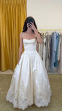 Retro Off White Bridal Gown Spaghetti Straps Lace Wedding Dresses, Prom Ball HZ0307