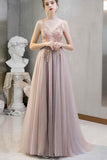 Rhinestons Blue A-line Tulle Formal HZ0307