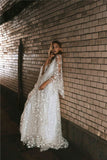 Two Pieces White Starry V-Neck Long Prom Dresses, Evening Party Dress HZ0307