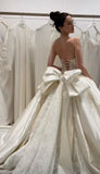 Romantic White Lace Satin Bridal Dress Strapless Wedding Gown With HZ0307