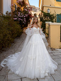 Romantic White Tulle Appliques Wedding HZ0307