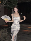 Fast Delivery Romantic Floral Chiffon Ruffle Prom Dress Long Mermaid Causal Beach Holiday Dress, HZ0307