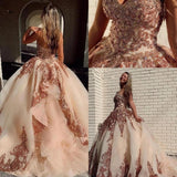 LTP0854,Glamorous champagne sweetheart sequins long prom gown,tulle evening dress,lace up back formal HZ0307