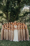 Rose Gold Sequin Bridesmaid Dress, Floor Length Bridesmaid Dresses, HZ0307