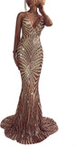 Rose Gold Sequin Mermaid Prom Dresses HZ0307