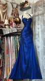 Royal Blue Mermaid Prom Dresses Vintage Beaded Evening Party HZ0307