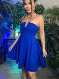 Royal Blue Strapless A-Line Homecoming Dresses, HZ0307