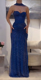 Royal Blue Sweetheart Sheath Long Prom Dresses Glitter Party HZ0307