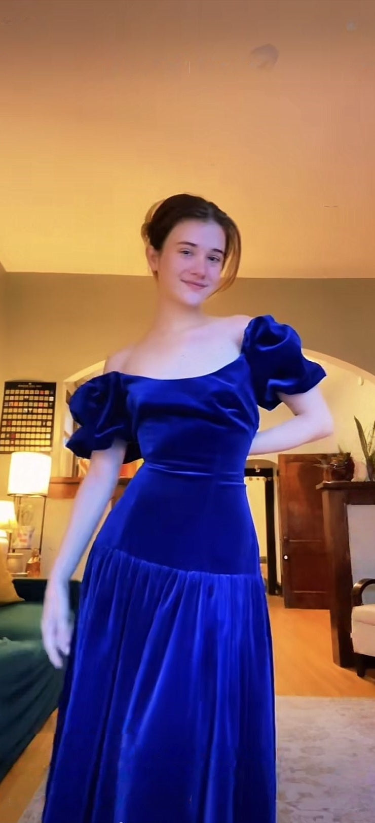 Royal Blue Velvet Prom Dress Full Length Evening Party HZ0307