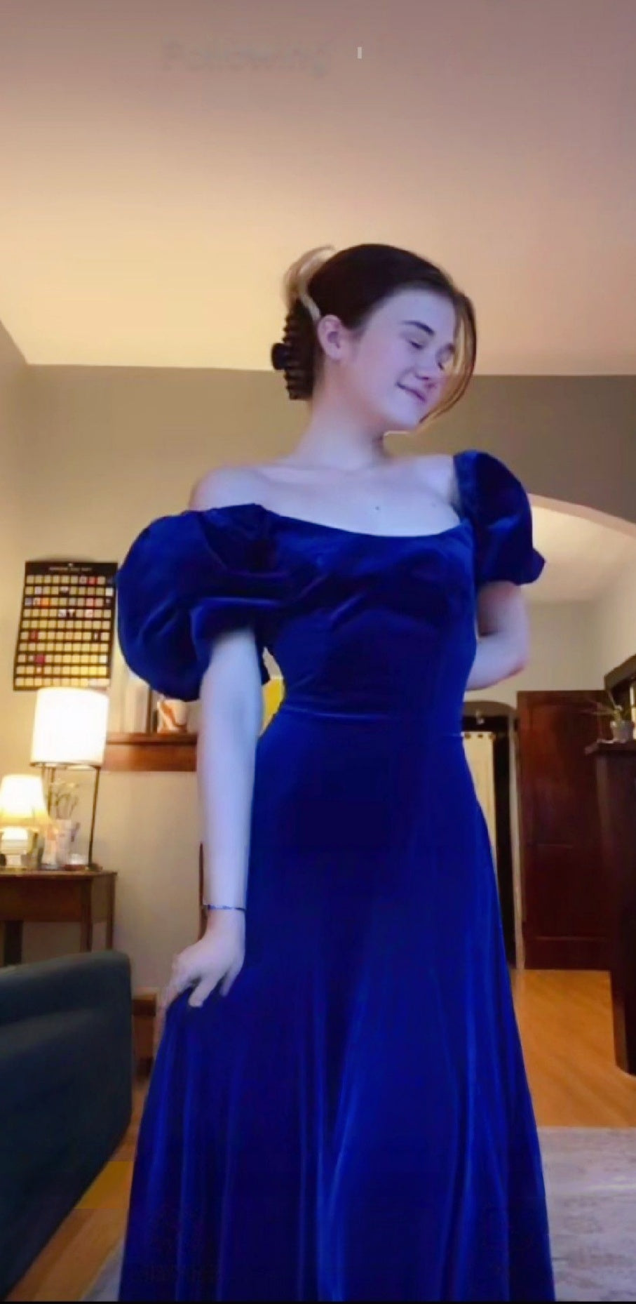Royal Blue Velvet Prom Dress Full Length Evening Party HZ0307