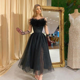 Spaghetti Straps Feather Tulle Homecoming Dresses, A-line Split Graduation HZ0307