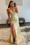 Off The Shoulder Lace Sequins Long Prom HZ0307