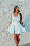 LTP1276,Light Blue Satin Homecoming Dresses,A-Line Short Prom HZ0307
