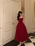 Sexy A Line Straps Red Ankle Length Prom Dresses Birthday HZ0307