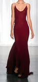 Sexy Burgundy Chiffon Mermaid Long Prom Dresses Backless Appliques Party HZ0307