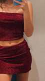 Sexy Burgundy Two Pieces Tight Homecoming Dresses Mini Party HZ0307
