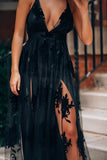 Sexy Deep V-Neck Lace Evening Prom HZ0307