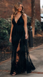 Sexy Deep V-Neck Lace Evening Prom HZ0307