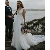 Sexy Deep V-neck Wedding Dresses A-Line Bridal HZ0307