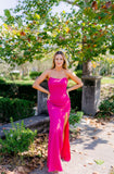 Sexy Fuchsia Mermaid Prom Dresses Split Evening HZ0307