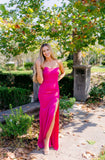 Sexy Fuchsia Mermaid Prom Dresses Split Evening HZ0307