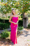 Sexy Fuchsia Mermaid Prom Dresses Split Evening HZ0307