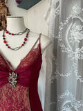 Sexy Mermaid Spaghetti Straps Red Lace Prom Dresses Long Party Dress, HZ0307