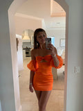 Sexy Orange Satin Mini Homecoming Dress Cocktail HZ0307