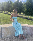 Sexy Sheath Mint Green Prom Dress Satin Formal Party HZ0307