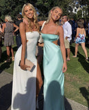 Sexy Sheath Mint Green Prom Dress Satin Formal Party HZ0307
