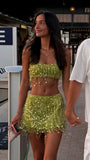 Sexy Two Pieces Homecoming Dresses Sequin Dance Holiday Dress, HZ0307