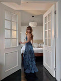 Sexy V-Neck Ruffle Prom Dresses Split Evening Graduation HZ0307