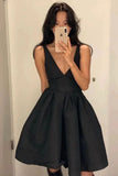 Sexy V-Neck Satin Homecoming Dresses, HZ0307