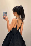 Sexy V-Neck Satin Homecoming Dresses, HZ0307